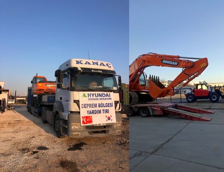 DOOSAN İŞ MAKİNALARI İLE DEPREM BÖLGESİNE DESTEK VERİYOR