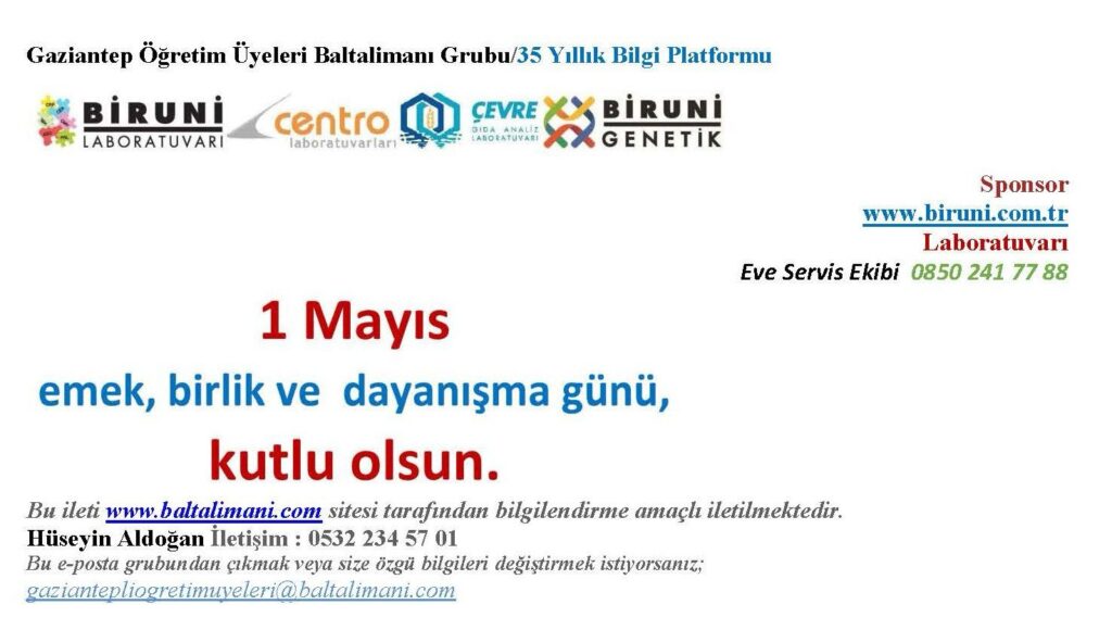 Gaziantep Öğretim Üyeleri Baltalimanı Grubu’ndan 1 Mayıs mesajı